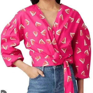 Color Me Courtney Crop Wrap Blouse Pink Size SM